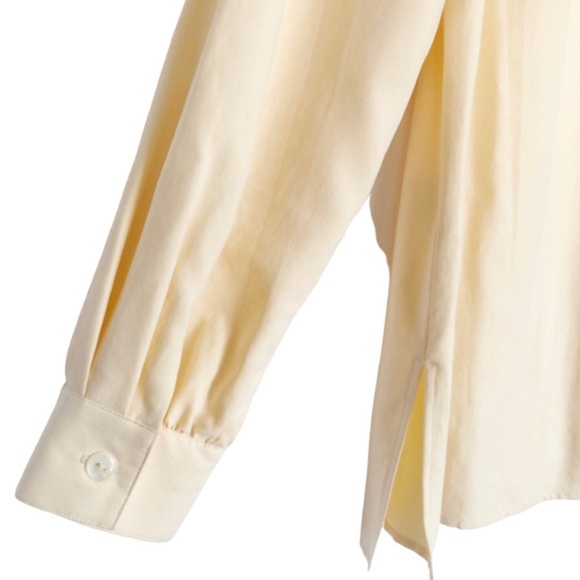 Butter Yellow SILK! Liz Claiborne Long Sleeve Blouse Size 8 - Picture 7 of 16